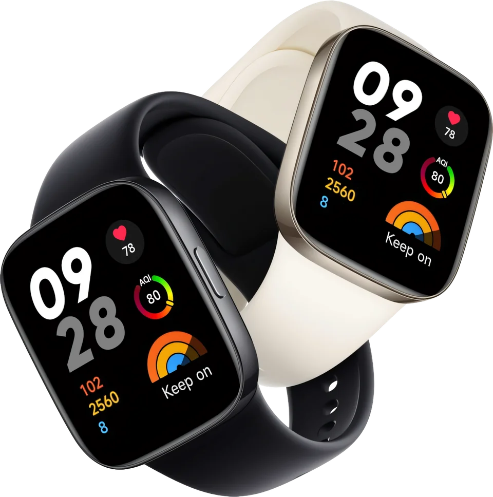 Apple Watch com pulseiras preta e clara